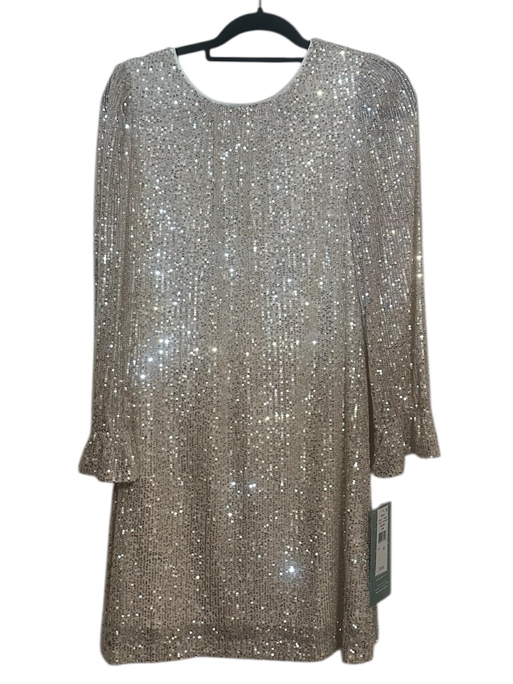 NWT Gorgeous Silver Sequin Long Sleeve Party Dress Size 4